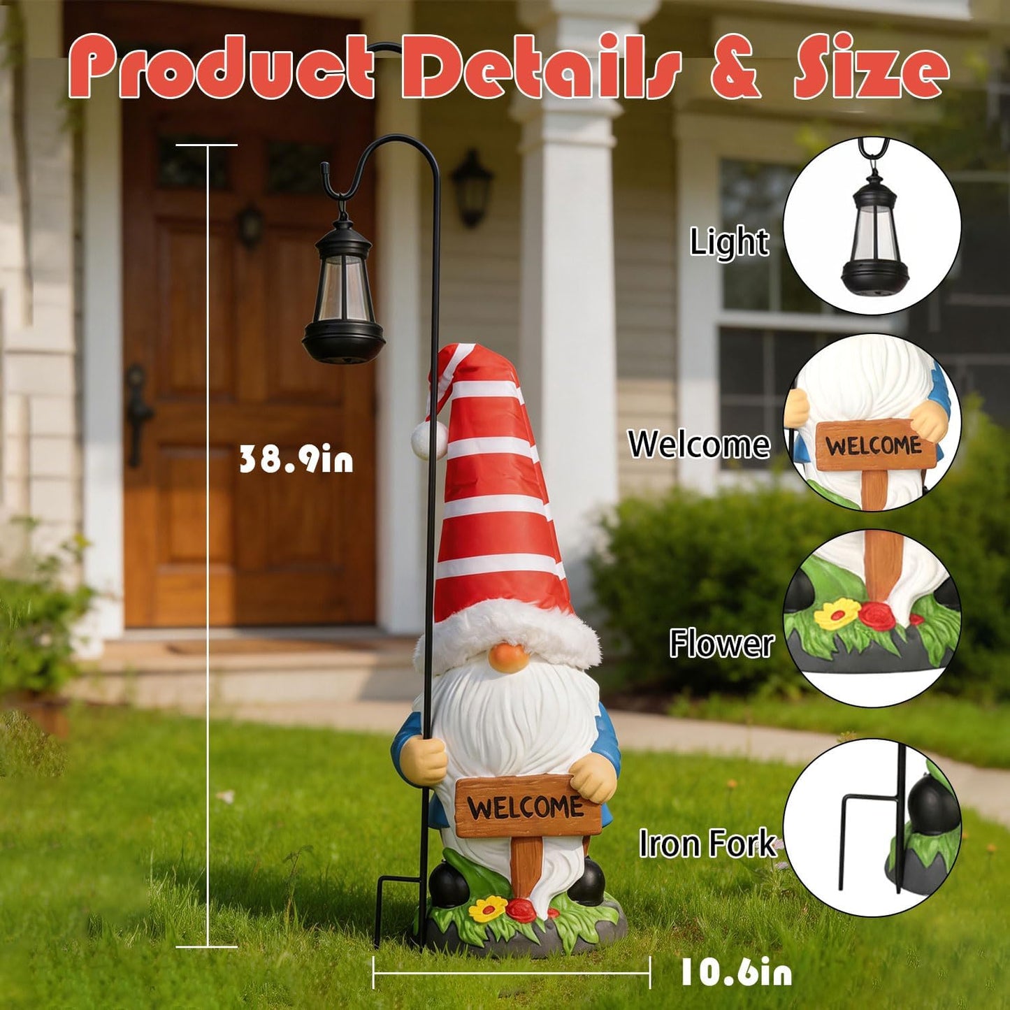 Solar Christmas Gnomes Outdoor Decor, 38 Inch Garden Gnomes for Yard Patio Lawn, Holiday Decorations Gifts for Women Mom Family