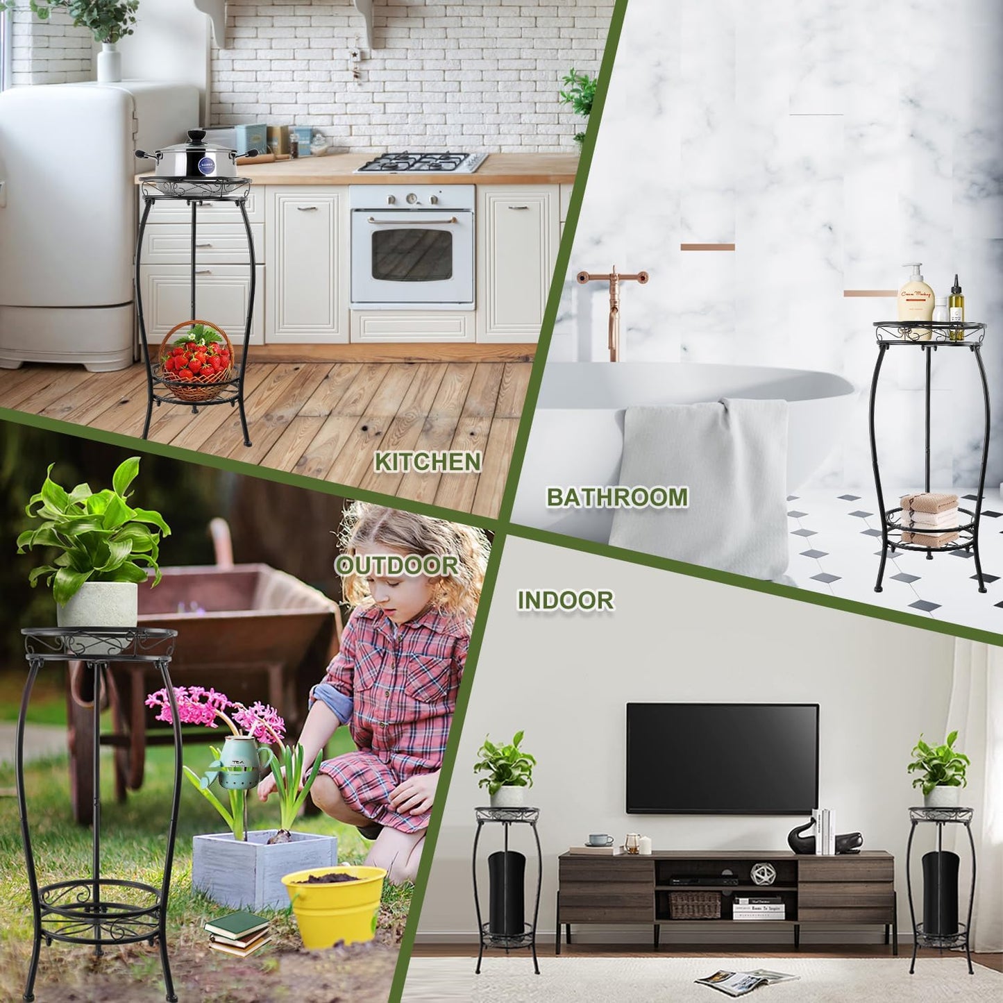 Plant Stand Indoor Outdoor 27.1'', 2 Tier Tall Metal Plant Stands, Hea