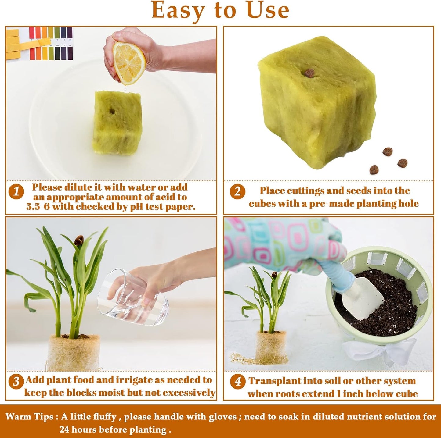Legigo 1 Inch Rockwool Cubes Seed Starter Plugs for Hydroponics, RockW