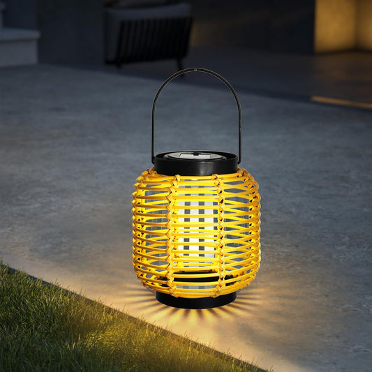 Afirst Solar Lanterns Outdoor, Natural Bamboo Hanging Solar Lights Waterproof Rattan Decorative Lanterns for Yard, Patio, Lawn, Tabletop, Pathway, Landscape, Garden Decor Gifts