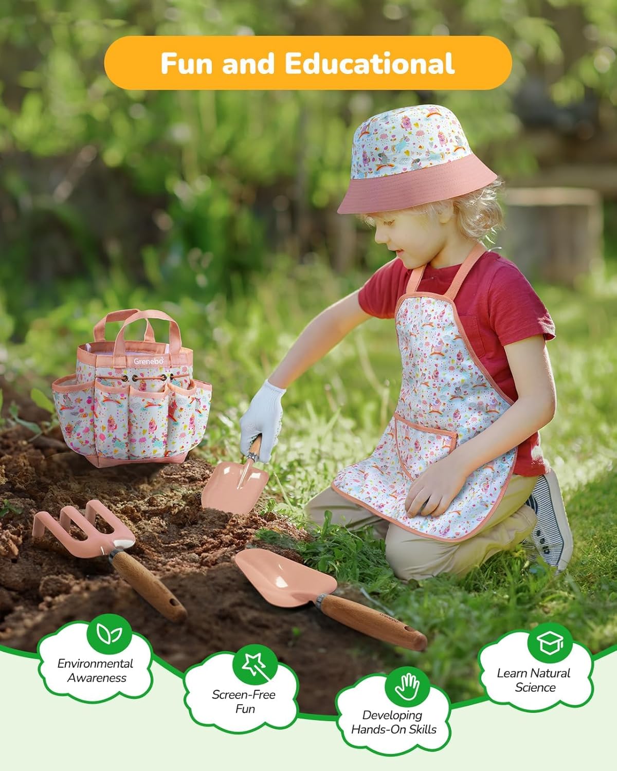 Kids Gardening Set Toys, Quality Garden Tool Kit for Kids and Toddlers