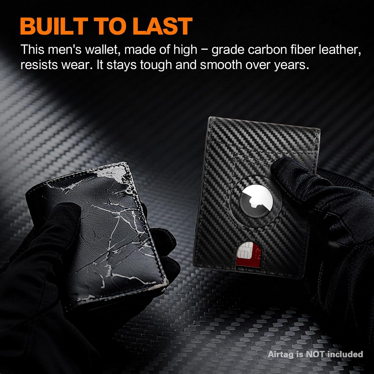 Wallet for Men Slim RFID Blocking Bifold Carbon Fiber,Minimalist Small