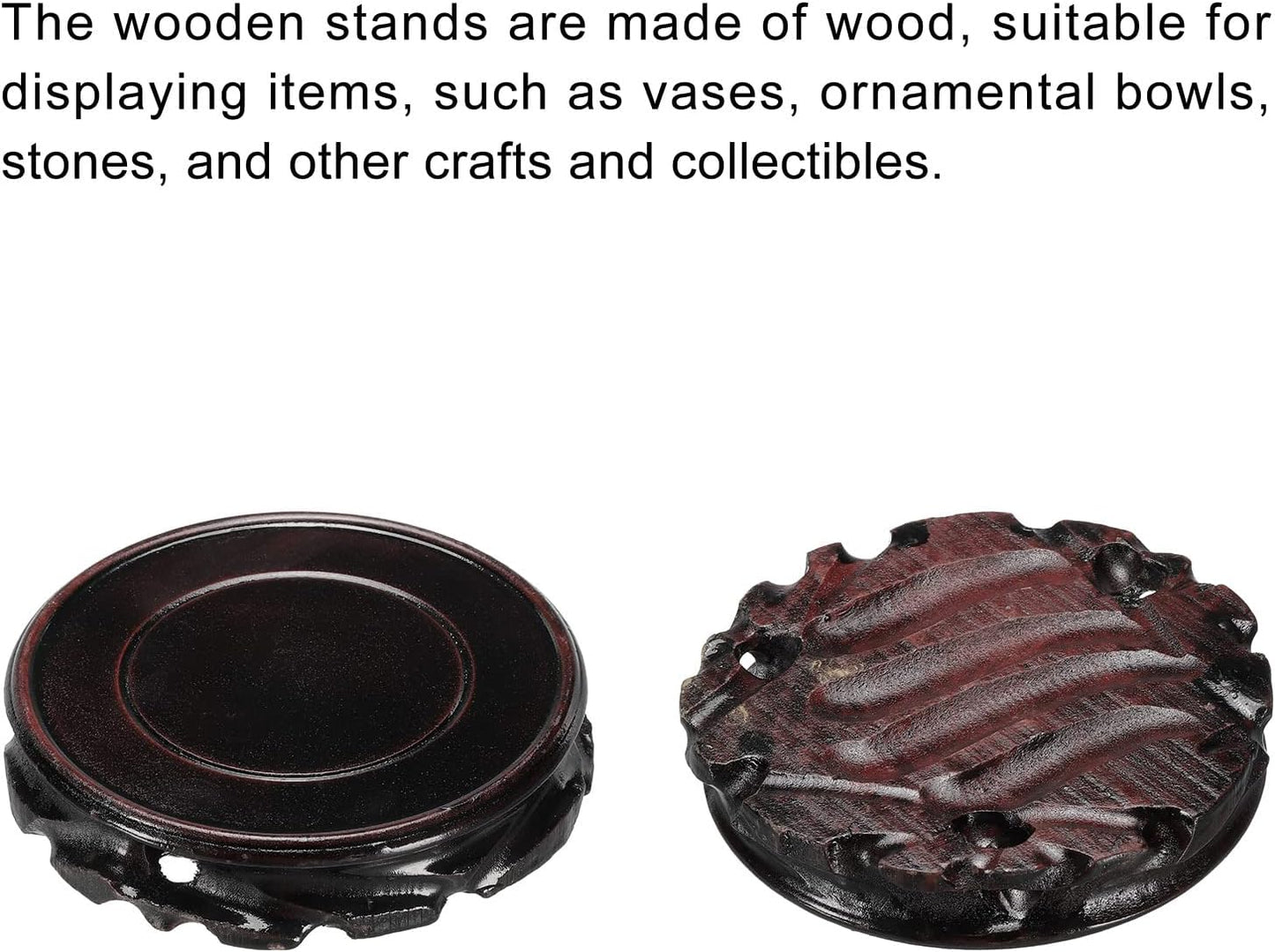 MECCANIXITY Wooden Stand Holders Displays Base 110mm Diameter Black for Vase Bonsai Stone