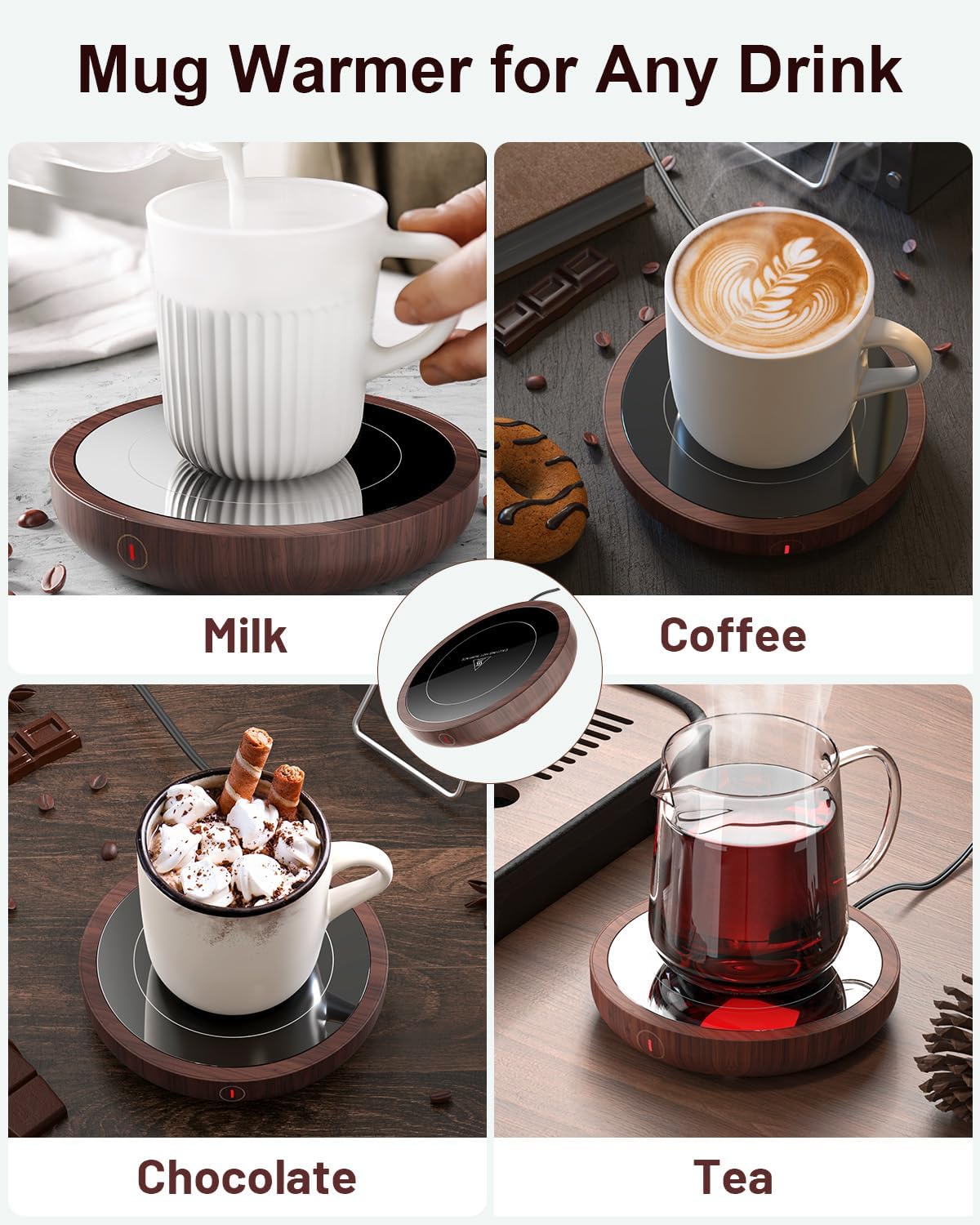 SWEETFULL Coffee Mug Warmer, 36W Electric Cup Warmer for Desk with 3-T