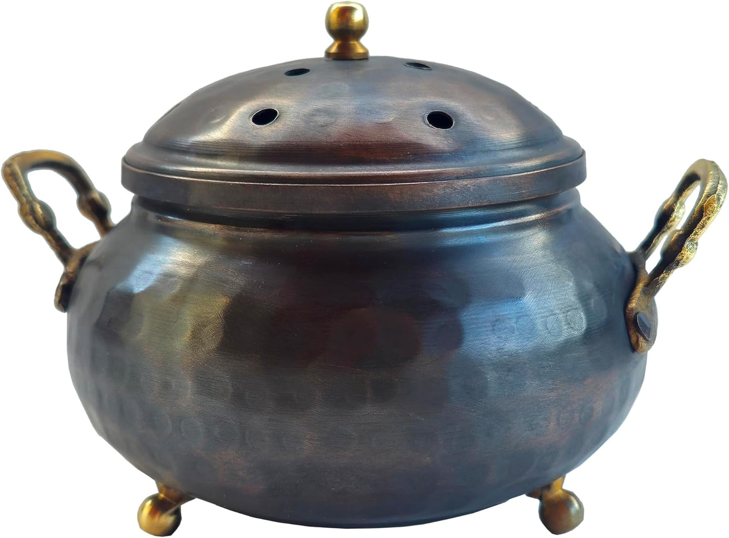 Copper Bowl for Incense Burner, Altar Piece, Witch Cauldron Planter Pot Candy Holder Tabletop Gifts for Spiritual People Dark Rustic Style