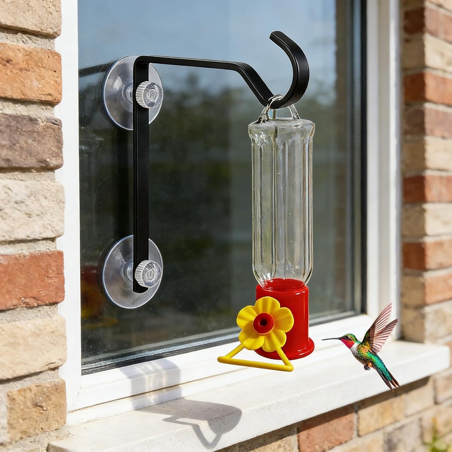 2 Pcs Hanging Humming Birds Feeder for Outdoors 2.3OZ Small Recycled Plastic Humming Bird Feeders with Strong Suction Cups Hangers Ant & Bee Proof - Ideal Garden Gift (2 PCS)