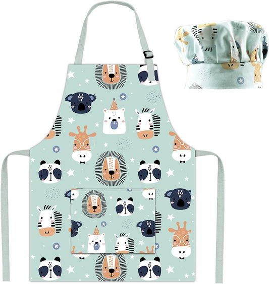 Kids Apron Adjustable Strap for Boys and Girls 100% Cotton, Toddler Ch