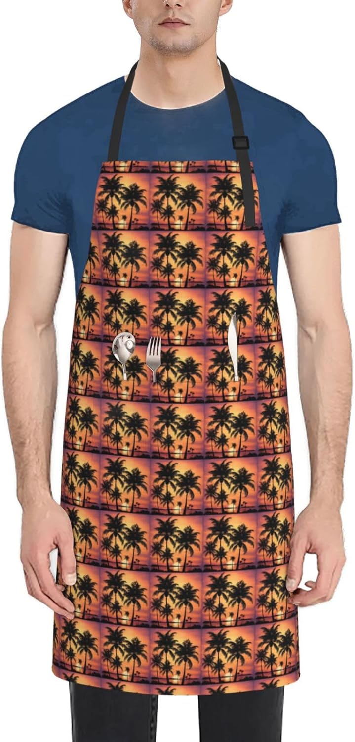 YANYU Palm Tree Print 28x33 In Kitchen Apron Stylish Chef Apron with P