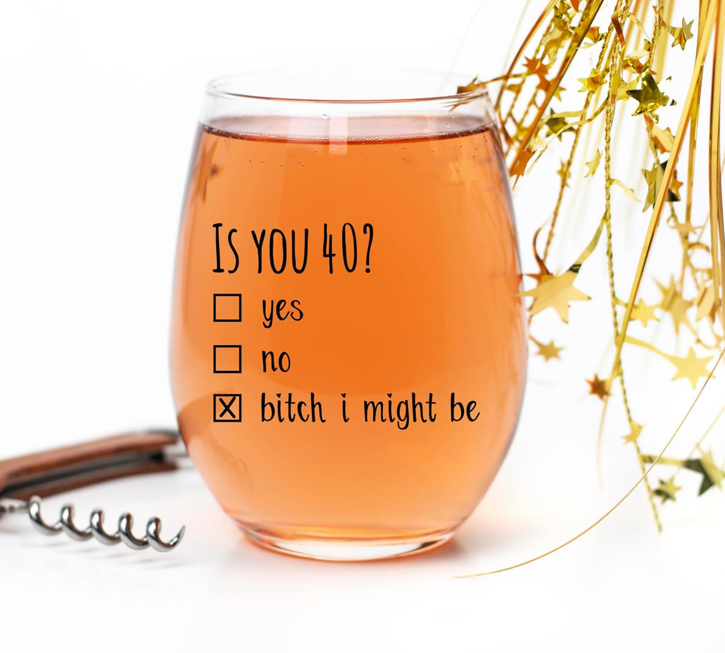 Gelid 40th Birthday Gifts for Women and Men Wine Glass - Funny Is You 40 Gift Idea for Mom Dad Husband Wife – 40 Year Old Party Supplies Decorations for Him, Her - 15oz