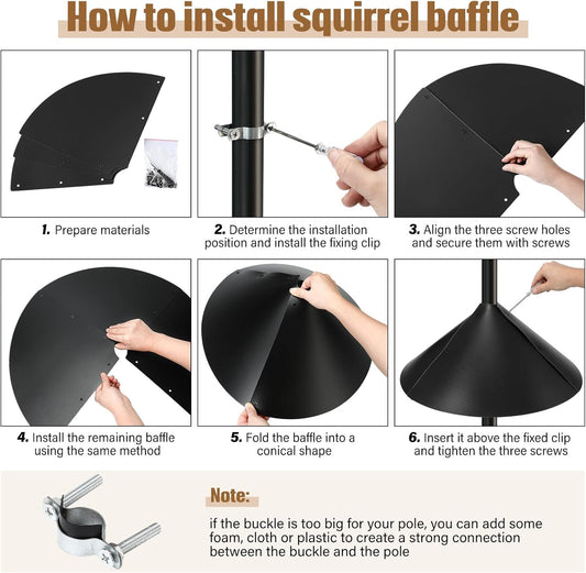 Tanlade 2 Pack Squirrel Baffle Guard Black Plastic Wide Wrap Around Gu