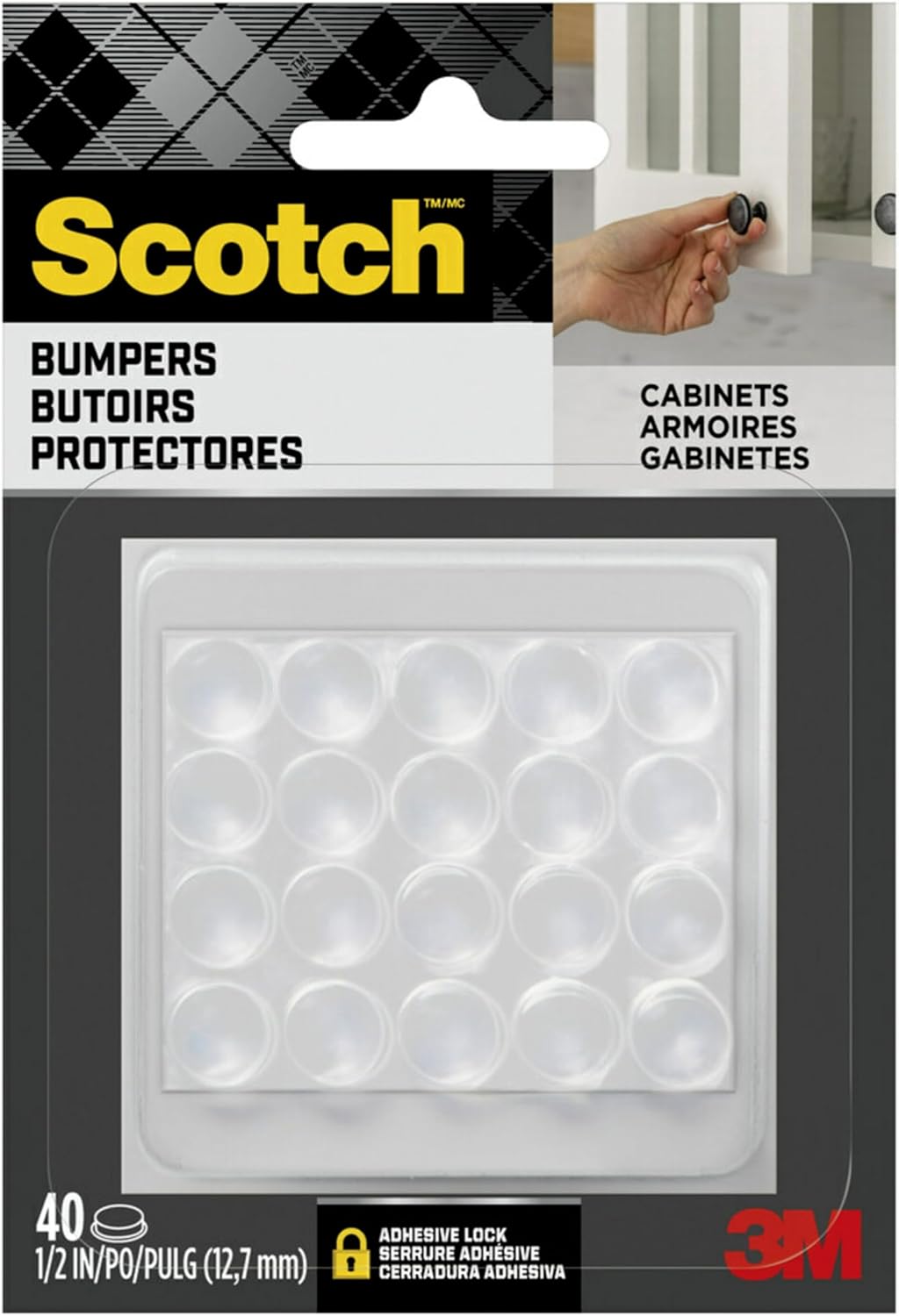 Scotch Clear Adhesive Bumper Pads 40 PCS, Self-Stick Rubber Pads 1/2" 