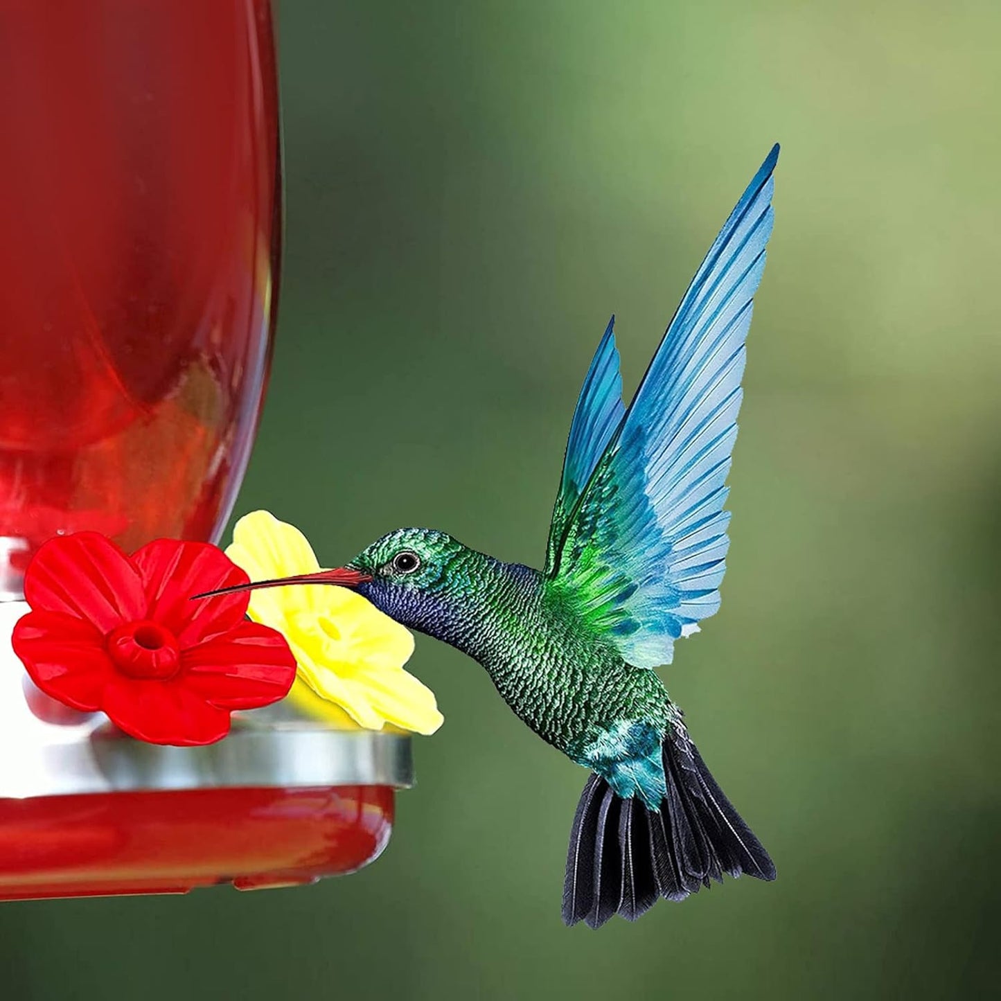 24 PCS Hummingbird Feeder Parts Hummingbird Feeders Replacement Flowers for Outdoors Bird Feeding Ports Replacement Parts of Window Hanging Bird Feeder (Red & Yellow & Orange)