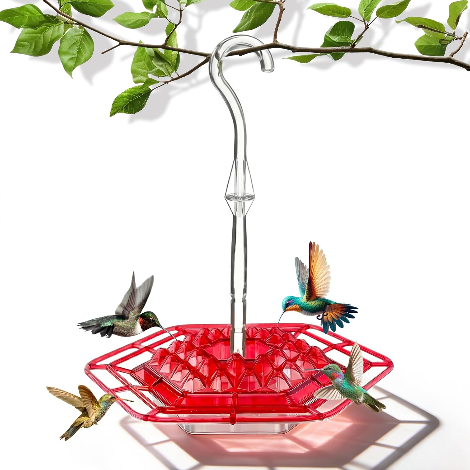 Hummingbird Feeders for Outdoors Hanging with 30 Feeding Ports Saucer 