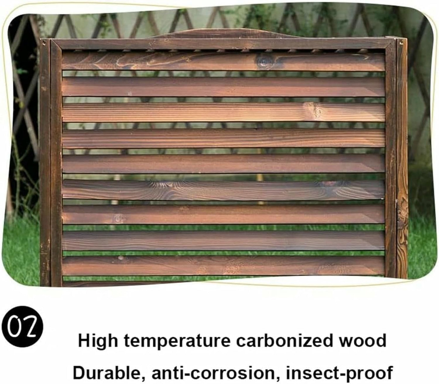 Wooden Air Conditioner Fence Screen,Wooden Air Conditioning Cover,Outdoor Plant Display Rack,Flower Stand Louvered,Top Deepened Planter for Outside Units/Hide Air Con (Size : 120x58x100cm)