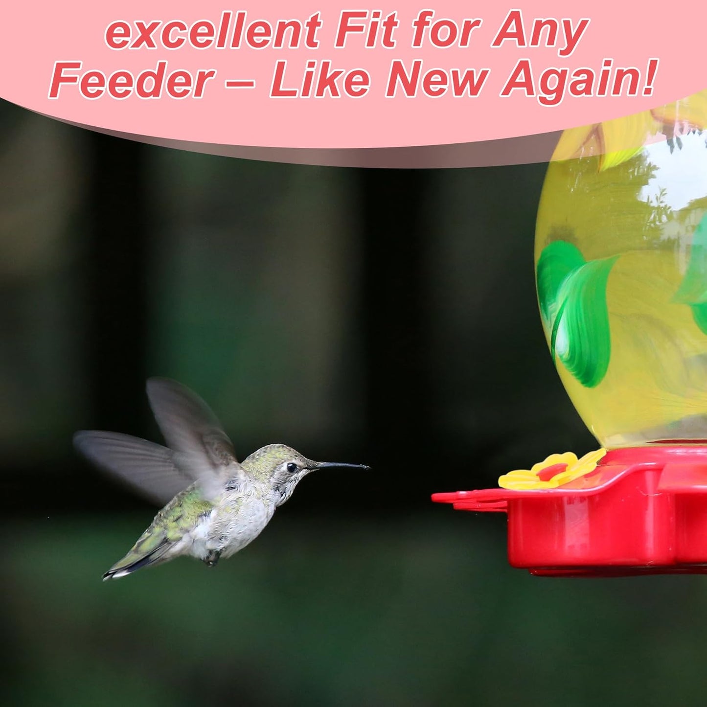 Hummingbird Feeder Parts, Durable Hummingbird Feeder Replacement Flowers, Easy Installation, Yellow, Red, 16 Pcs