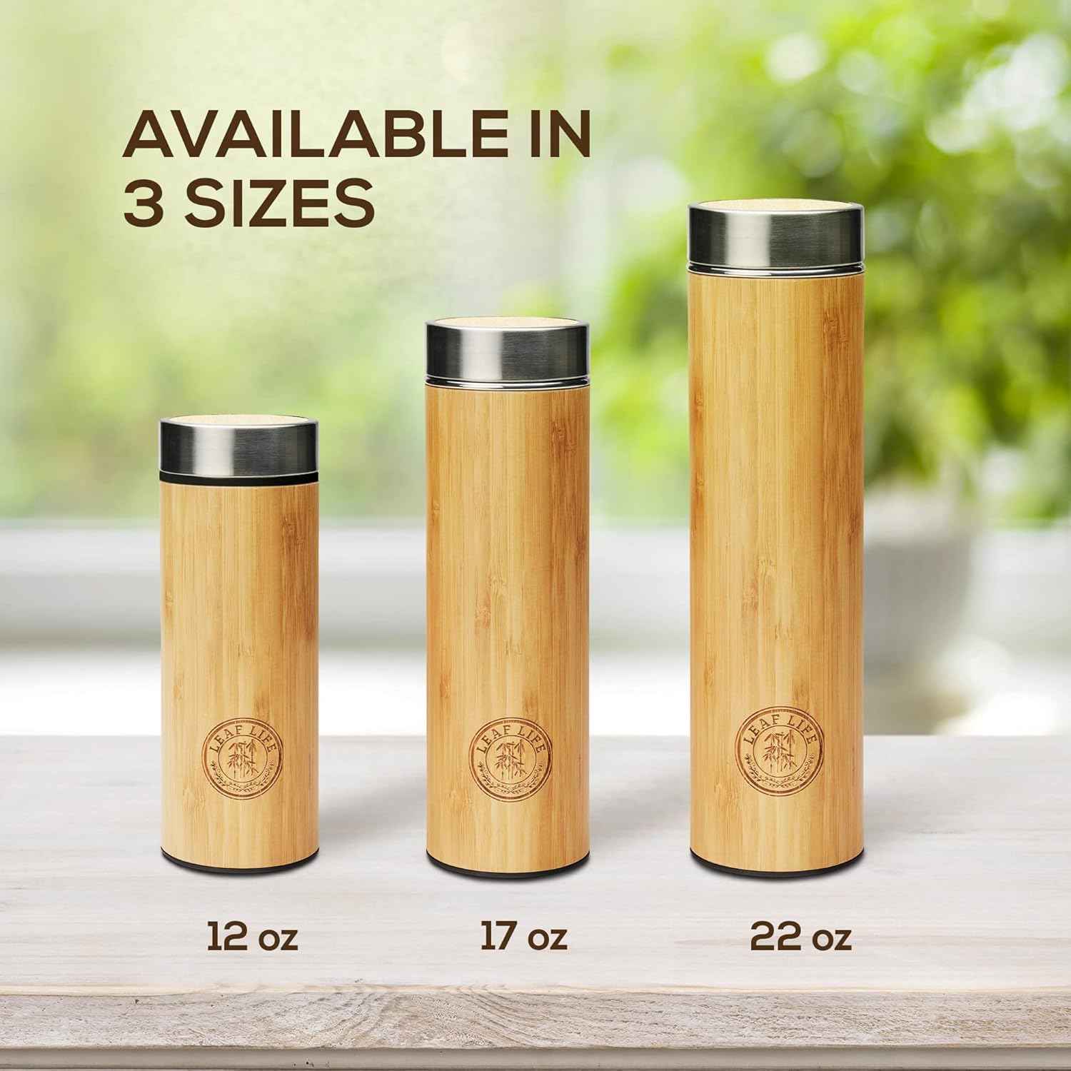LeafLife Premium Bamboo Tea Bottle for Loose Tea - Tea Infuser Bottle 