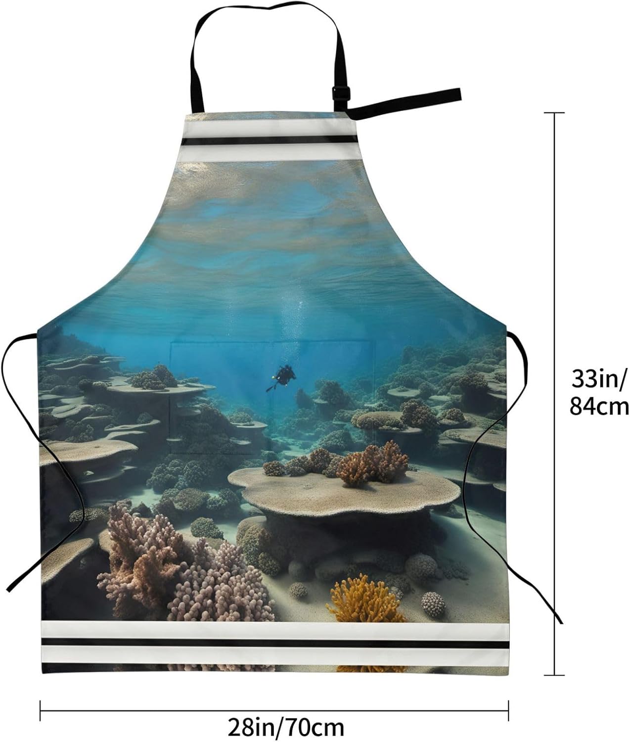 Underwater Ocean View print Waterproof apron with pocket adjustable cooking apron for adult kitchen bibs to bake