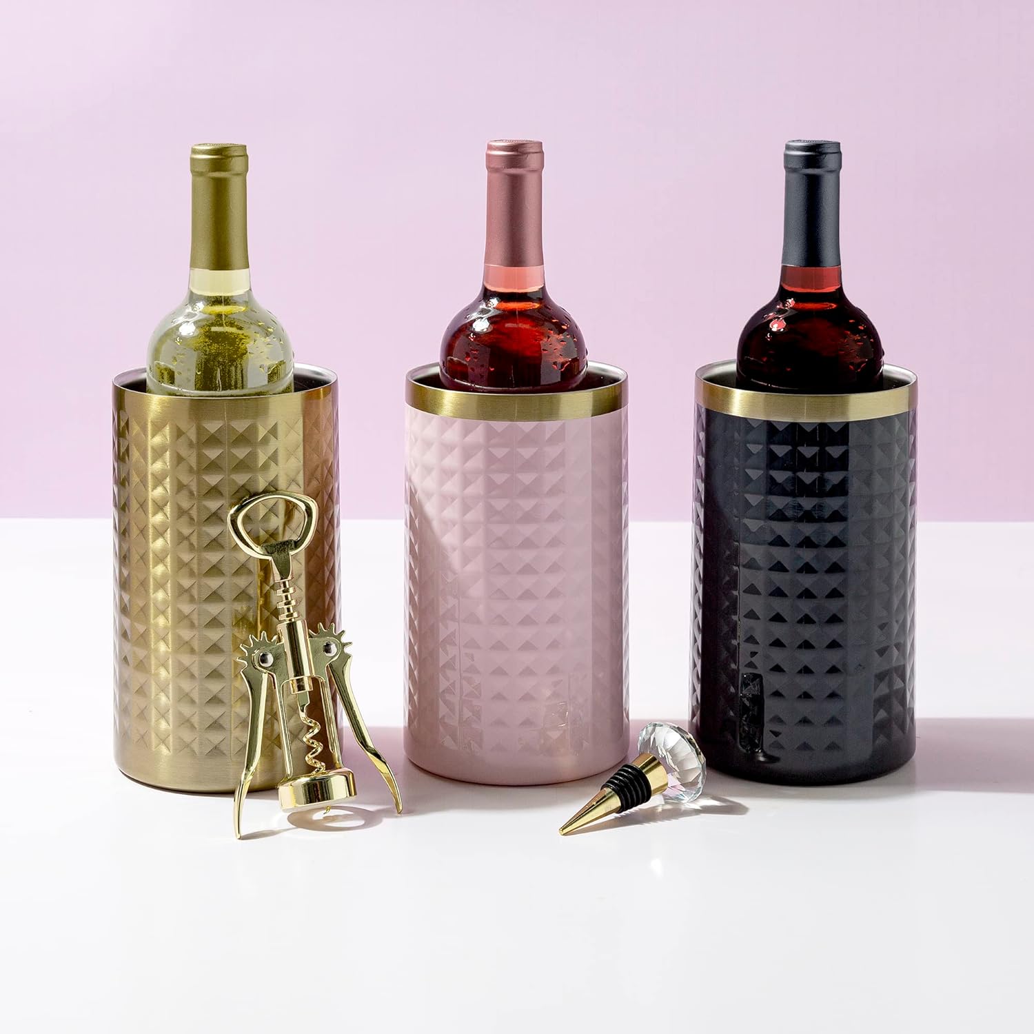 Paris Hilton Wine Bottle Chiller Set, Insulated Double Wall Chiller, G