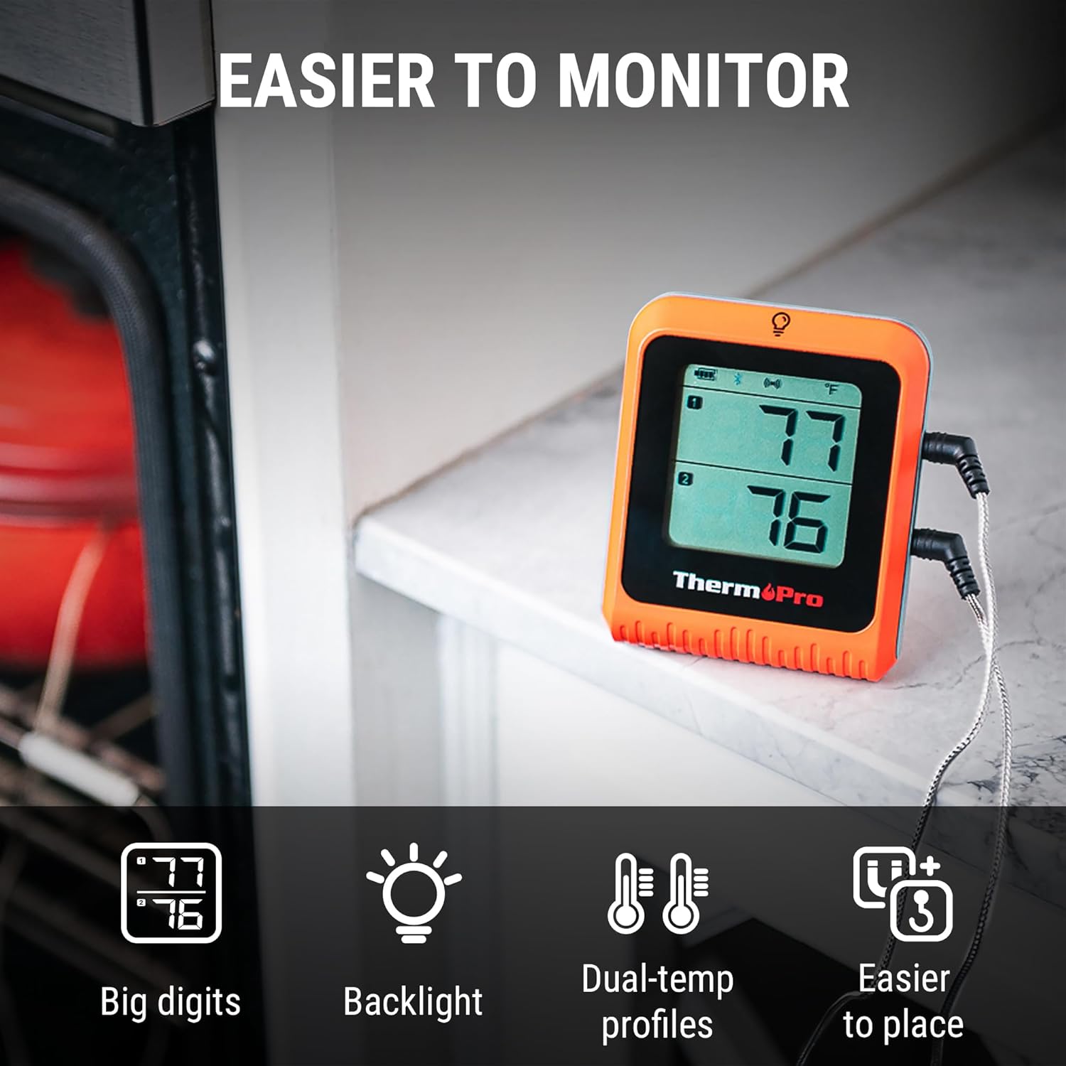 ThermoPro 650 ft Wireless Meat Thermometer Digital for Grilling and Sm