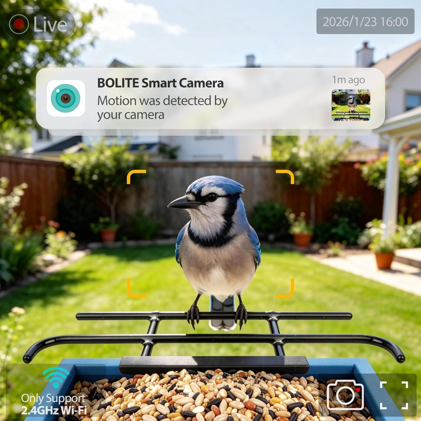 Smart Bird Feeder with Camera 2.5K HD, BOLITE Bird House for Outdoors,