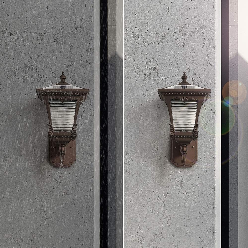 Kitchen Faucet Mount Lamp, Brown Solar Outdoor Waterproof Glass Lamps European Retro Industrial Aluminum Lights Door Villa Street Garden Community Lighting Wall Chandeli