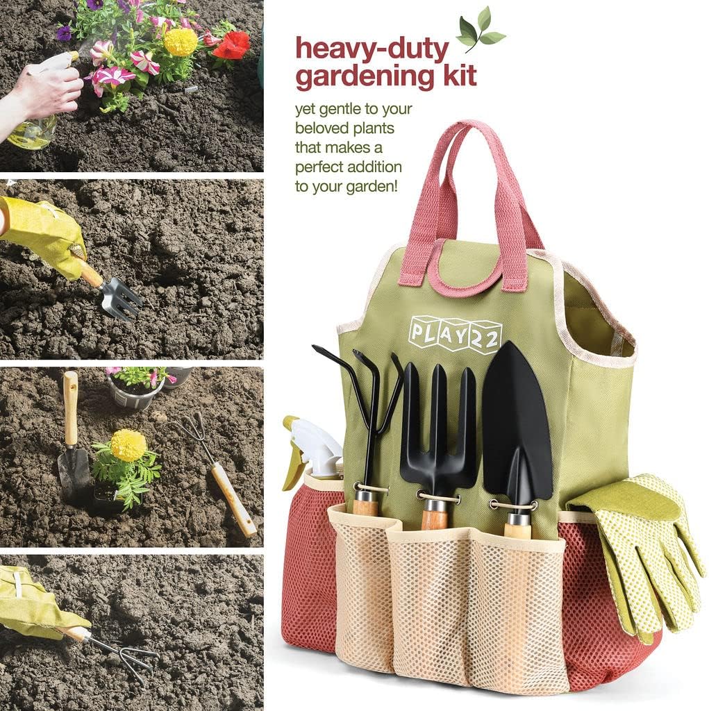 Gardening Tools Set of 10 - Complete Heavy Duty Garden Tools Set with 