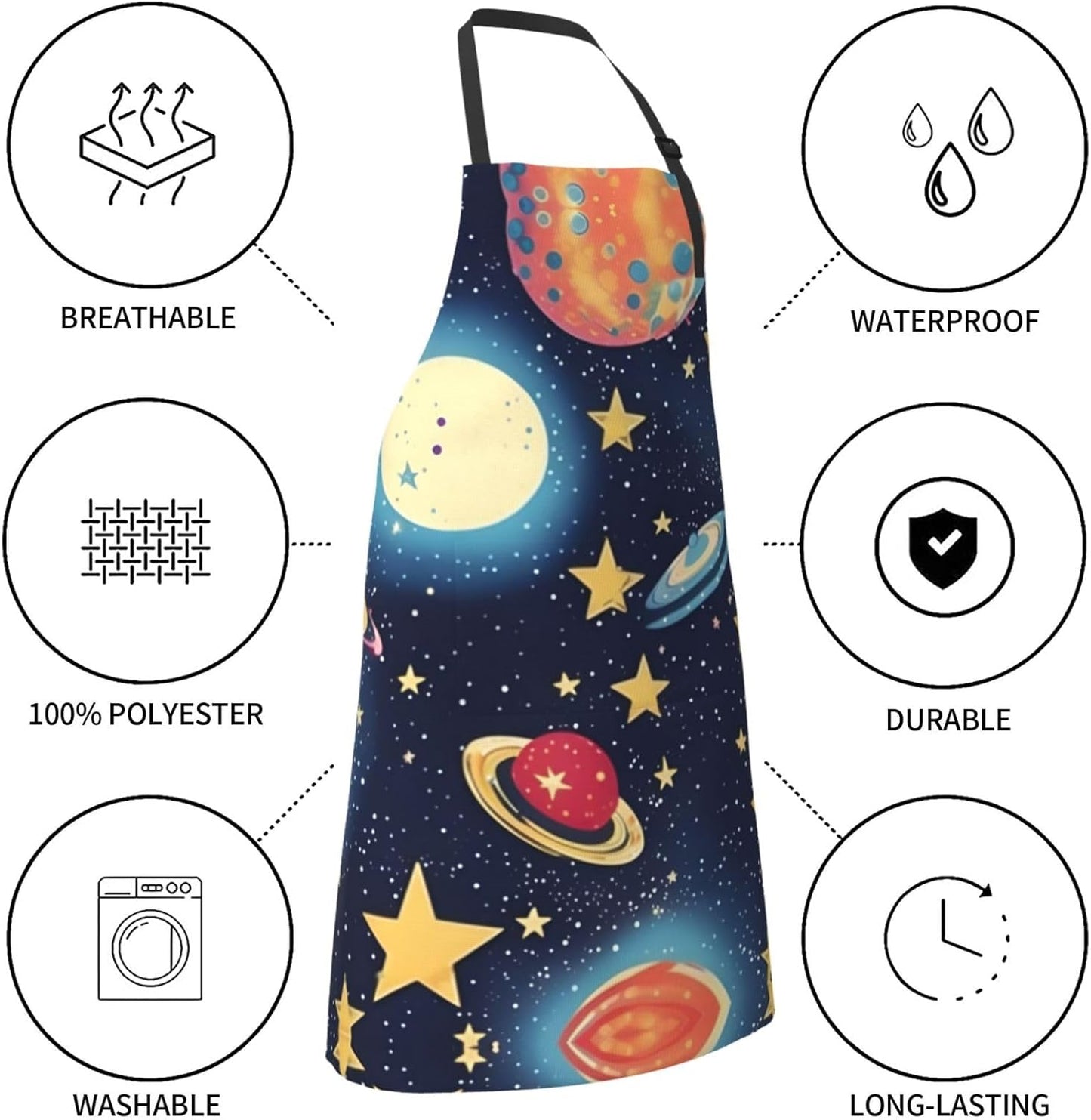 Starry Sky Universe Space print Waterproof chef's apron with pocket apron for kitchen cooking baking barbecue and gardening