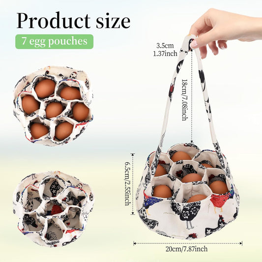 1 Pc Egg Collection Basket, Farmhouse Chicken Egg Holder with 7 Bags, 