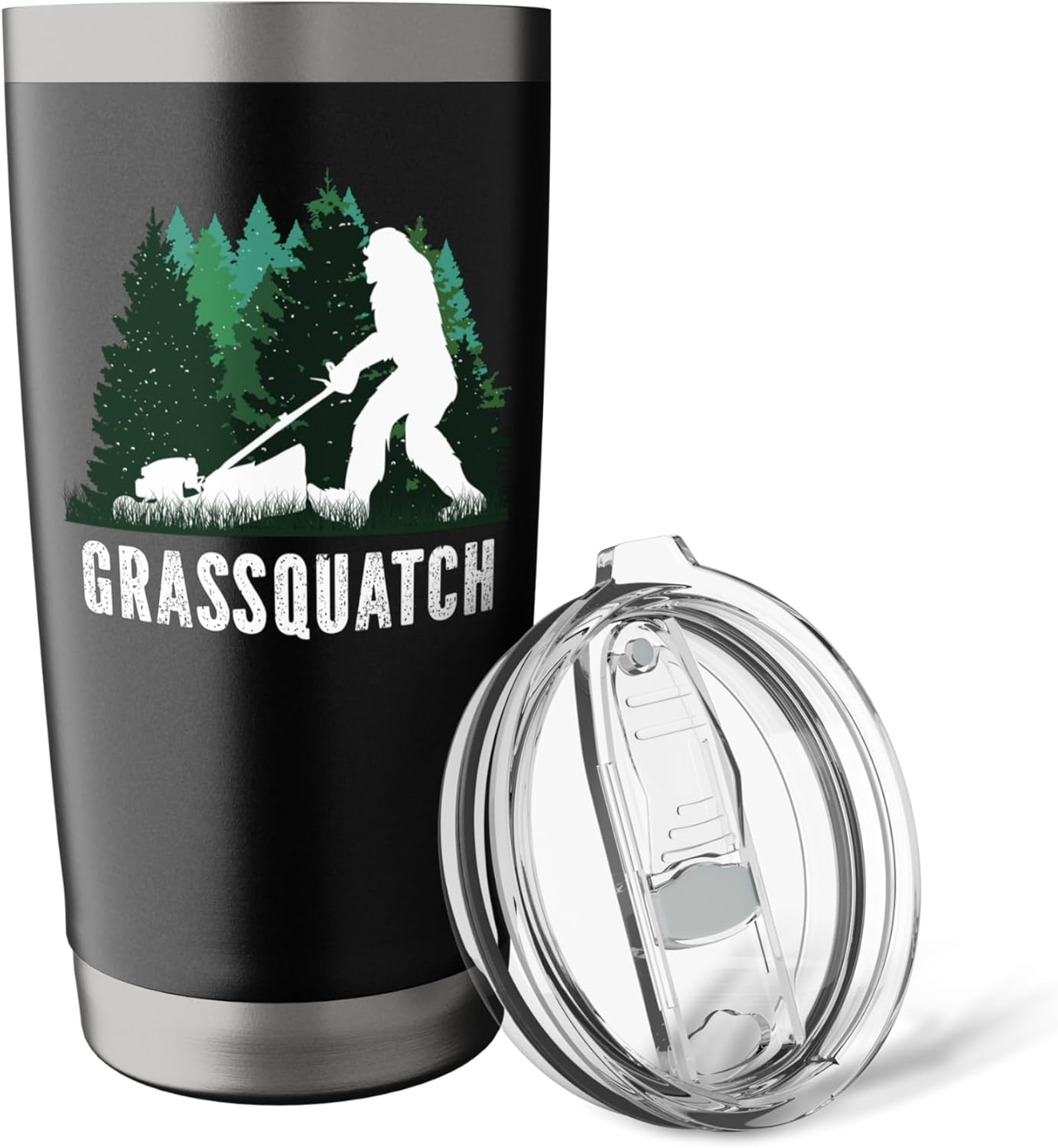 Lawn Mower Mowing Dad Landscaper Bigfoot Yeti Sasquatch Stainless Steel Insulated Tumbler