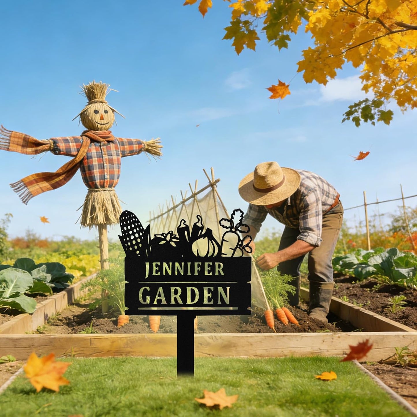 Custom Metal Vegetable Garden Signs with Stake, Personalized Garden Signs for Outside, Customized Name Sign Outoor Yard Lawn Gardening Gifts for Grandmas Moms Gardeners