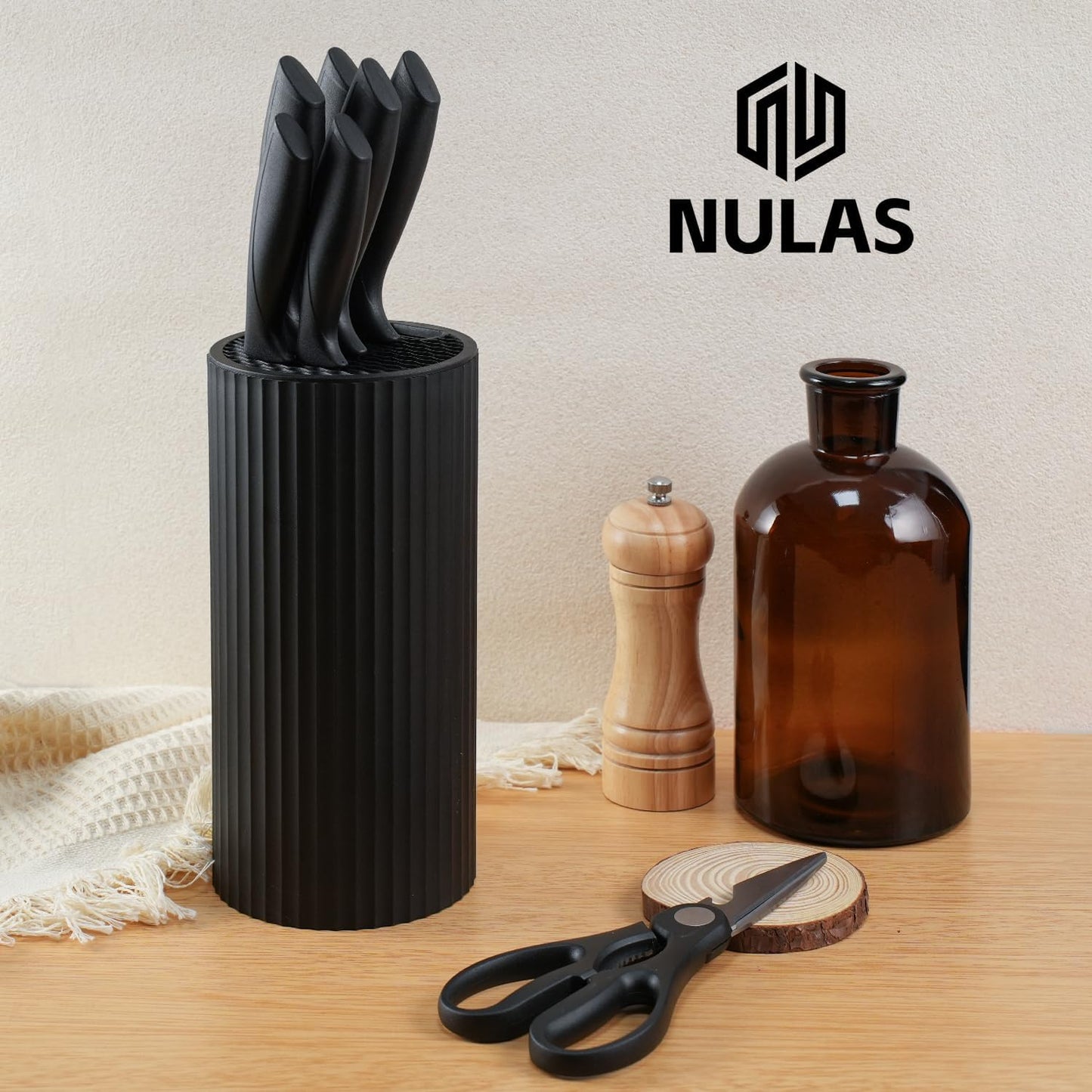 Knife Set, 8-Piece Kitchen Knife Set with Universal Block - Anti-Rust 