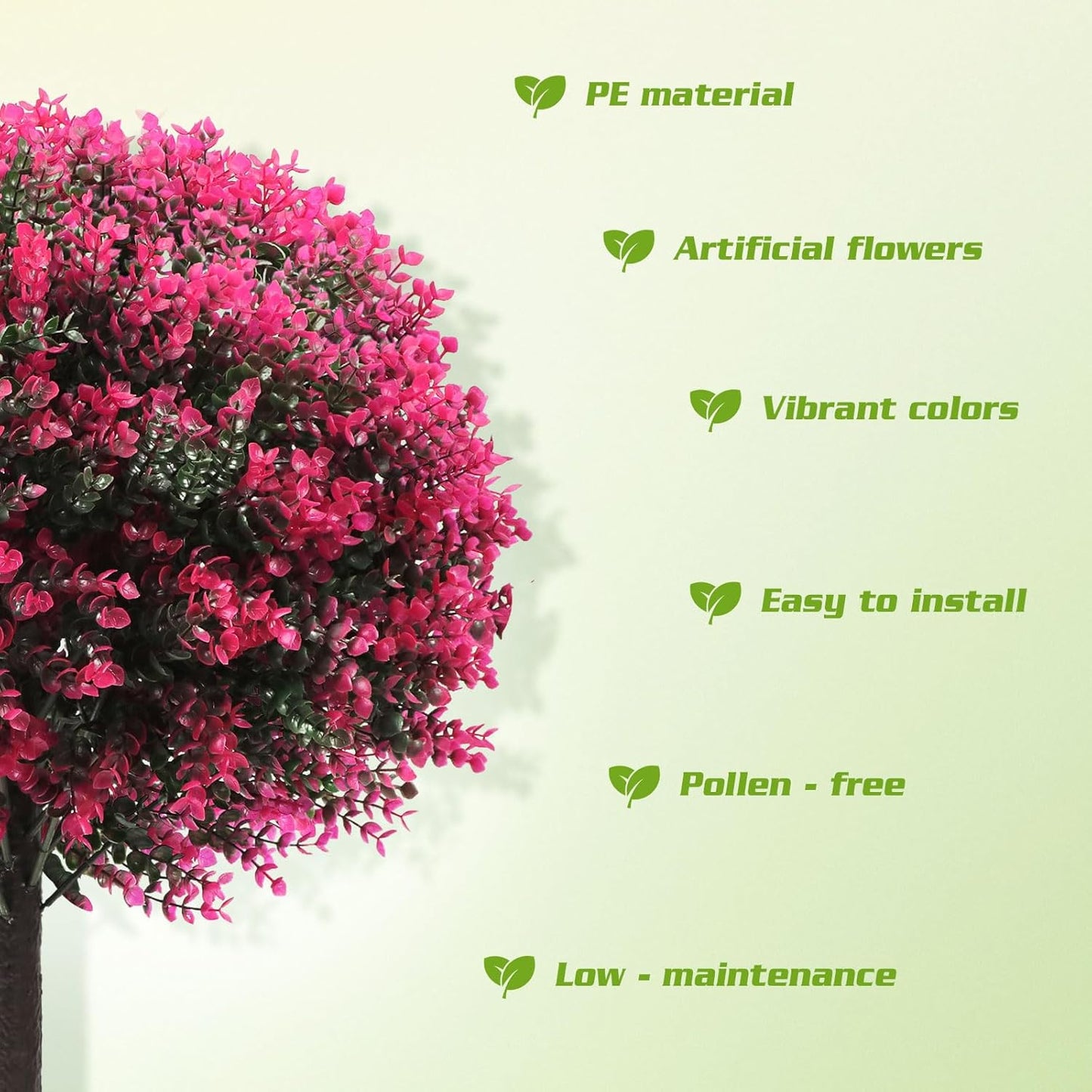 Artificial Rose Boxwood Topiary Ball Bush for Outdoor with Ground Spik