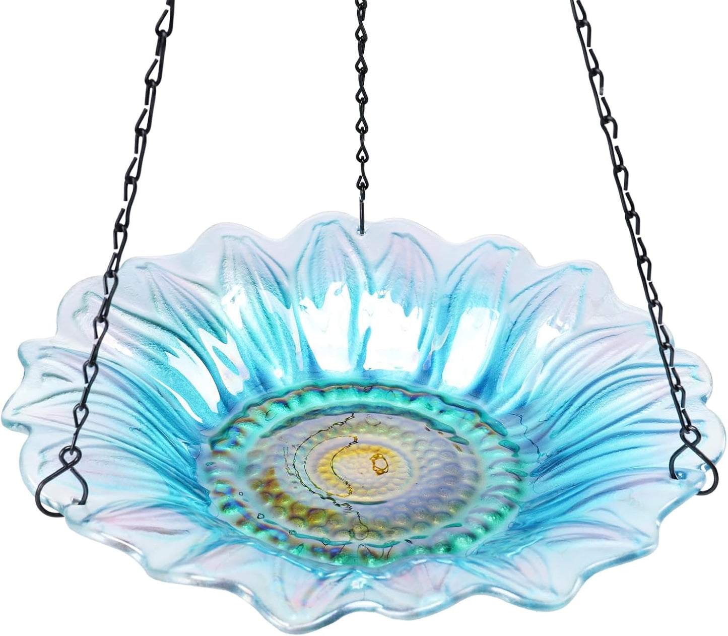 VCUTEKA Bird Bath, Glass Hanging Bird Baths for Outdoors Birdfeeder wi
