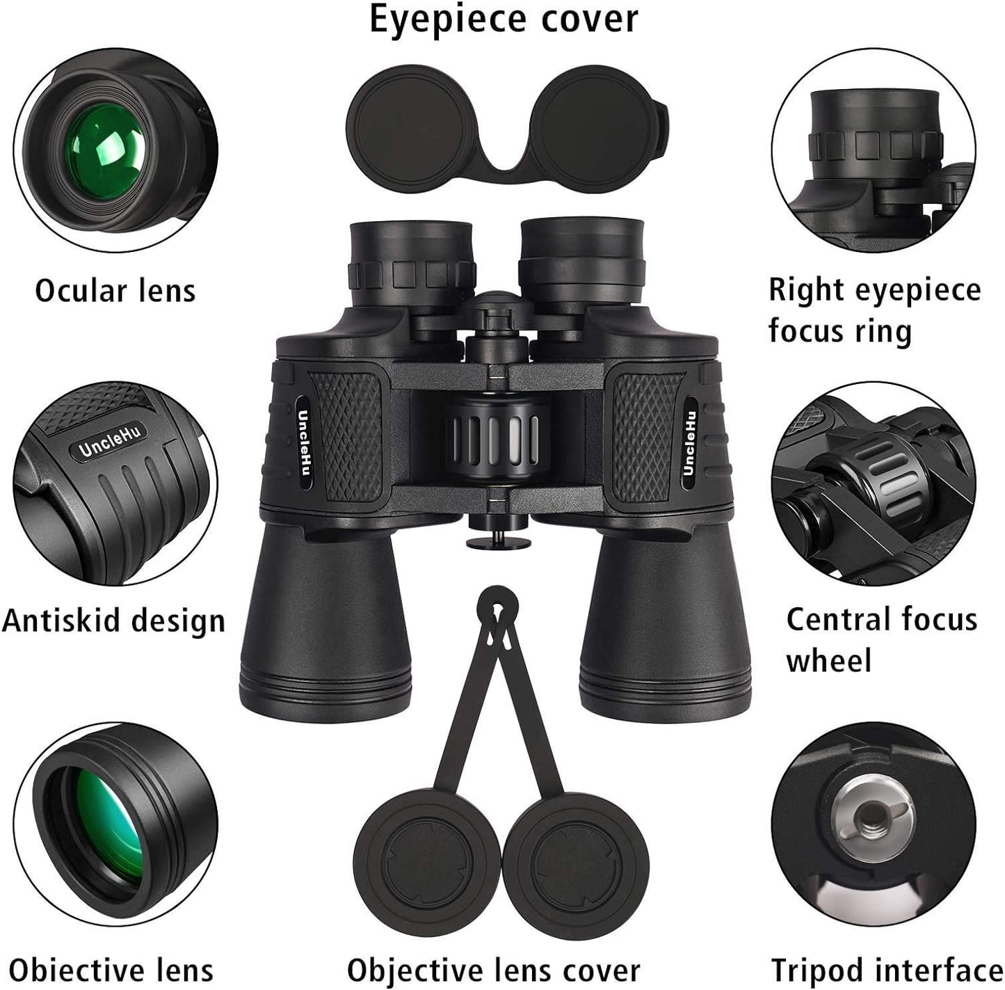 UncleHu 20x50 High Power Binoculars for Adults with Low Light Night Vi