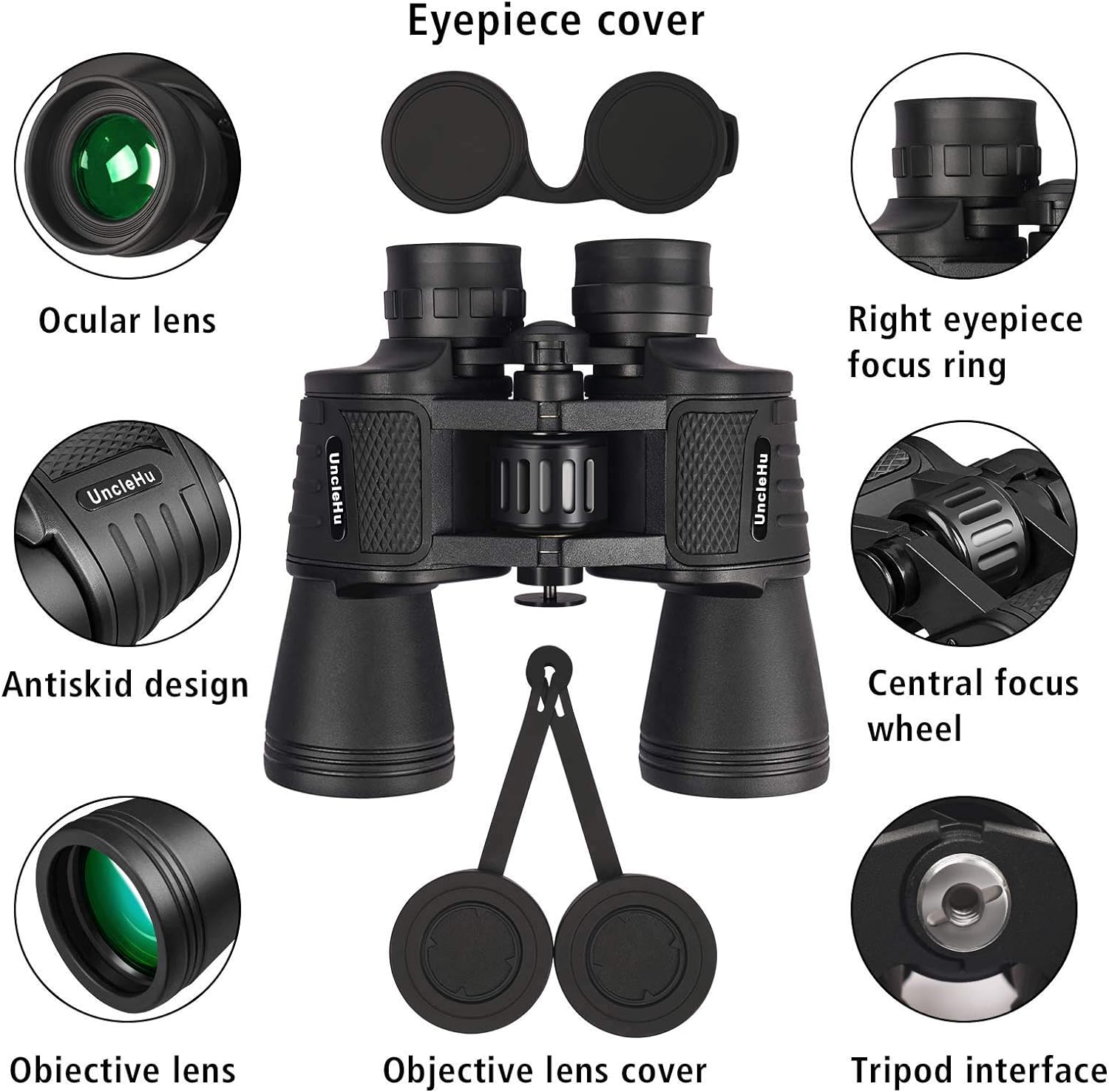 UncleHu 20x50 High Power Binoculars for Adults with Low Light Night Vi