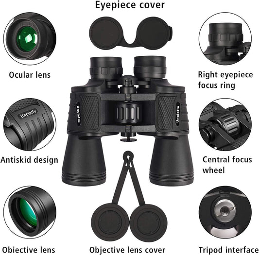 UncleHu 20x50 High Power Binoculars for Adults with Low Light Night Vi