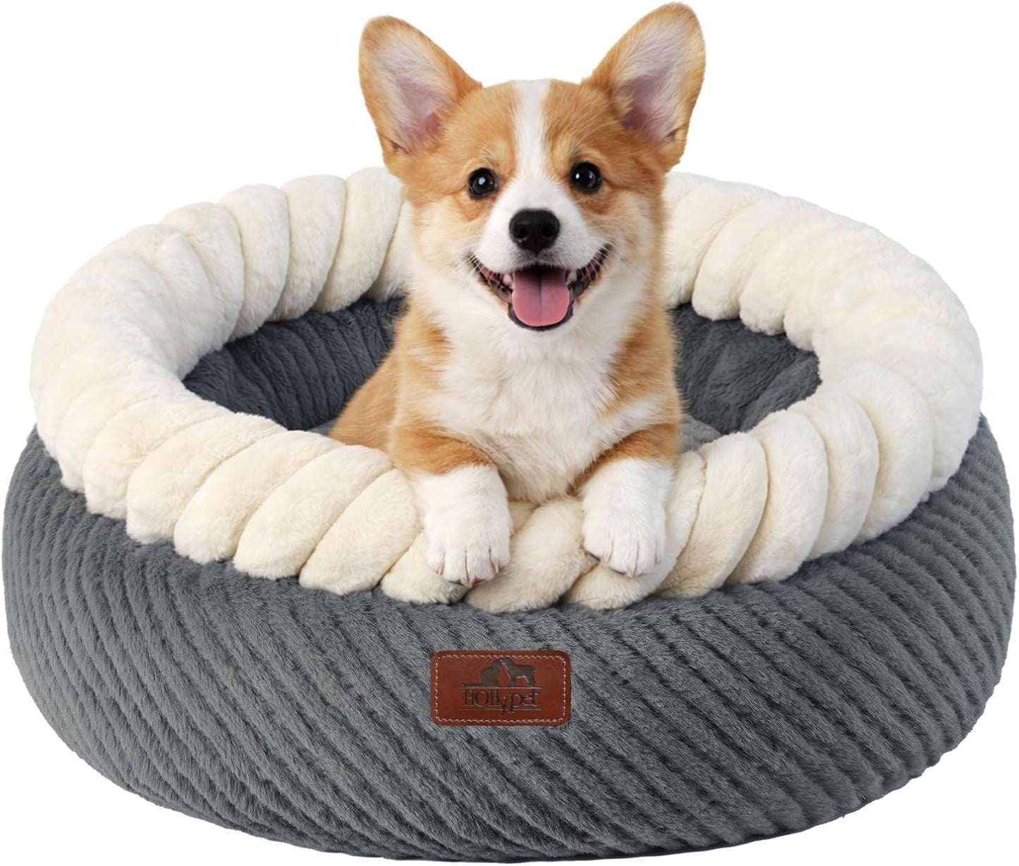 Hollypet Cat Bed for Indoor Cats Kitty Beds, Round Washable Fluffy Sma