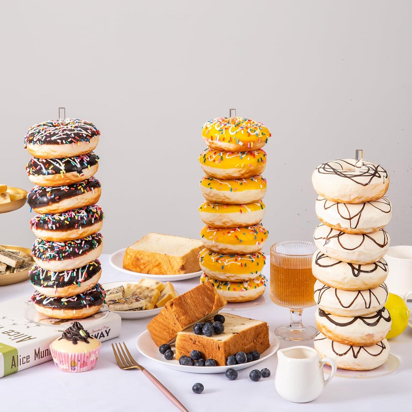 4PCS Acrylic Donut Display Stand Tower - Dessert Table Holder for Donuts, Bagels & Doughnuts - Perfect for Parties, Christmas, Birthday & New Year