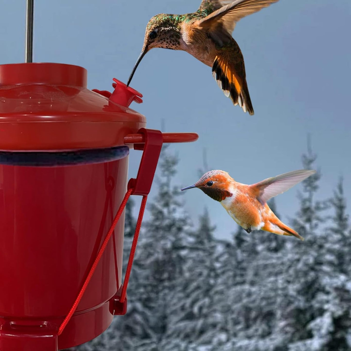 Hummingbird Feeder Heater Outdoors, Bird Feeder Hearth Warmer Attaches to Feeder Bottom, Hummingbird Nectar Warmer for Garden Patio Yard in Freezing Weather (Red)
