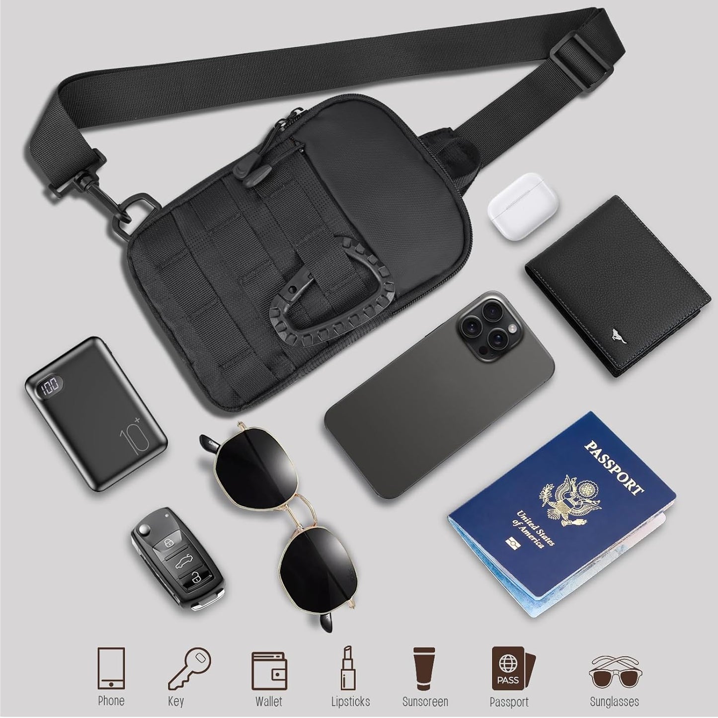 Small Sling Bag for Men, Tactical Inspired Waterproof Utility EDC Mini