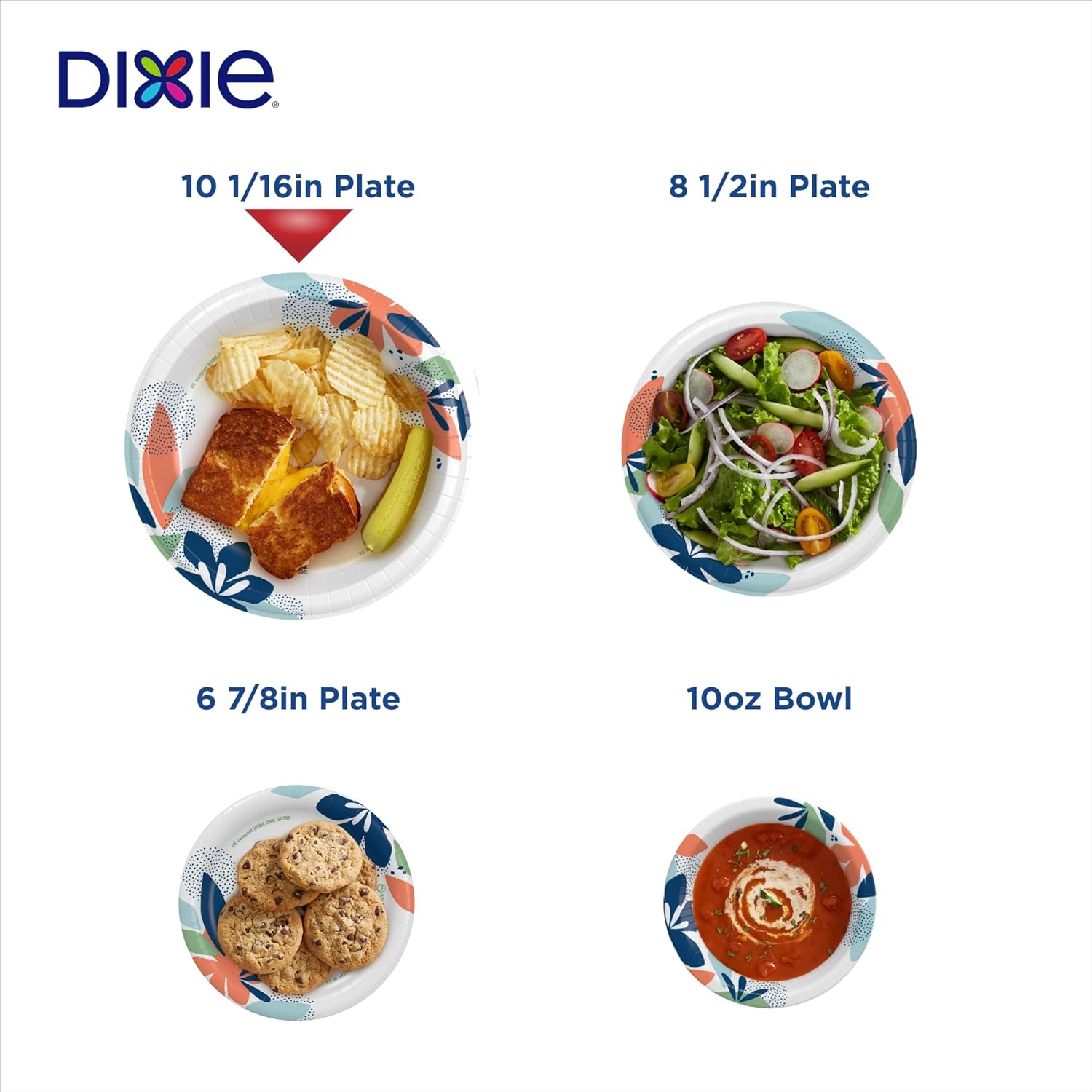 Dixie Large Paper Plates, 10 Inch, 150 Count, 2X Stronger*, Microwave-