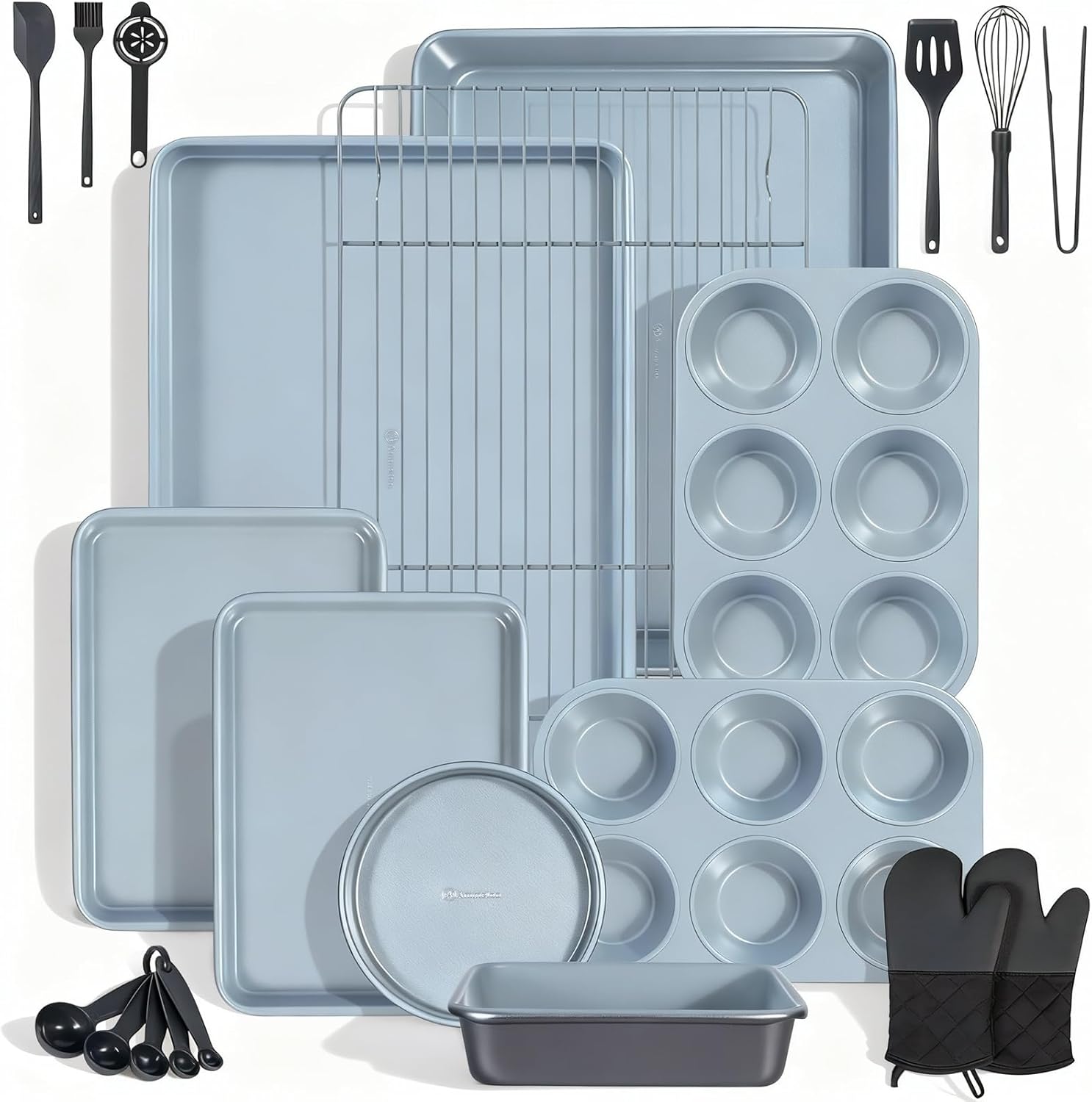 Ammeloo 22-Piece Baking Pans Set Stackable Bakeware Non Stick Baking S