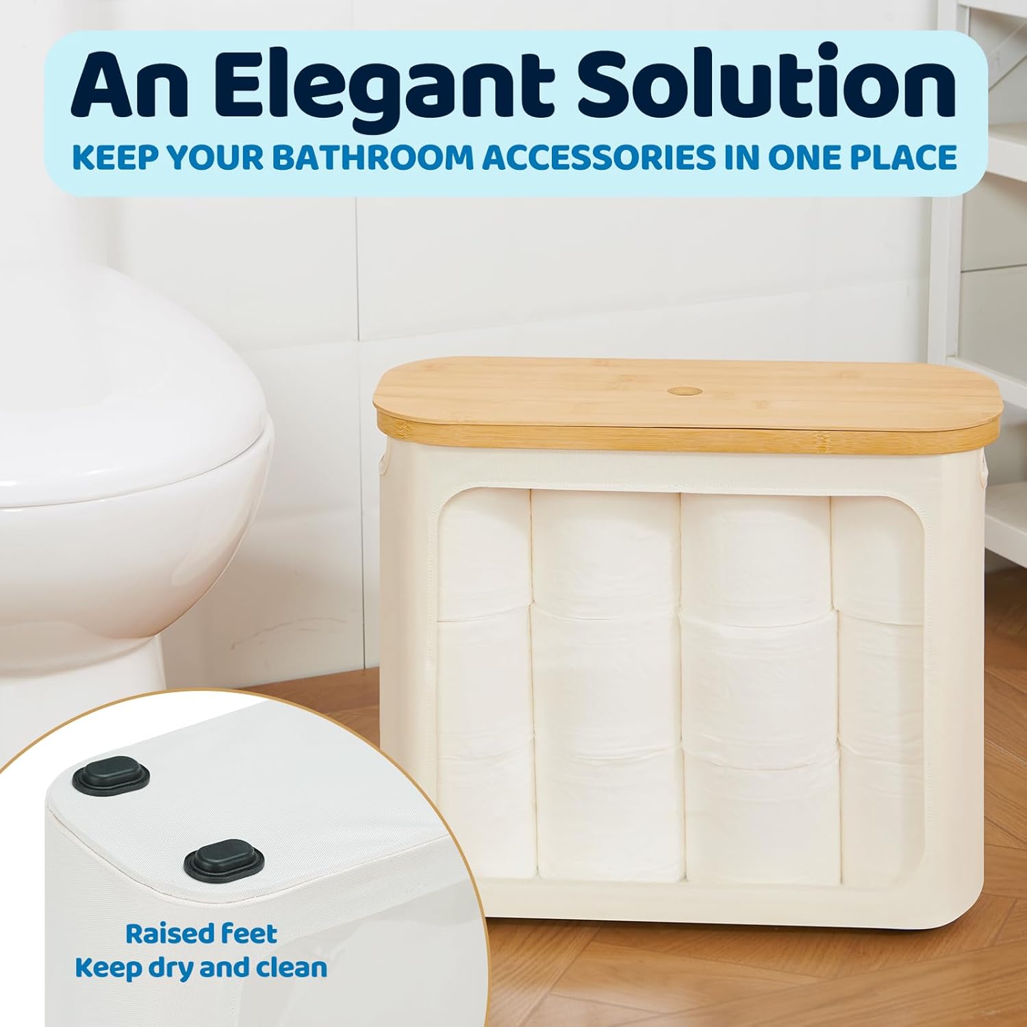 Toilet Paper Storage with Lid, Large Toilet Paper Holder for up to 12 