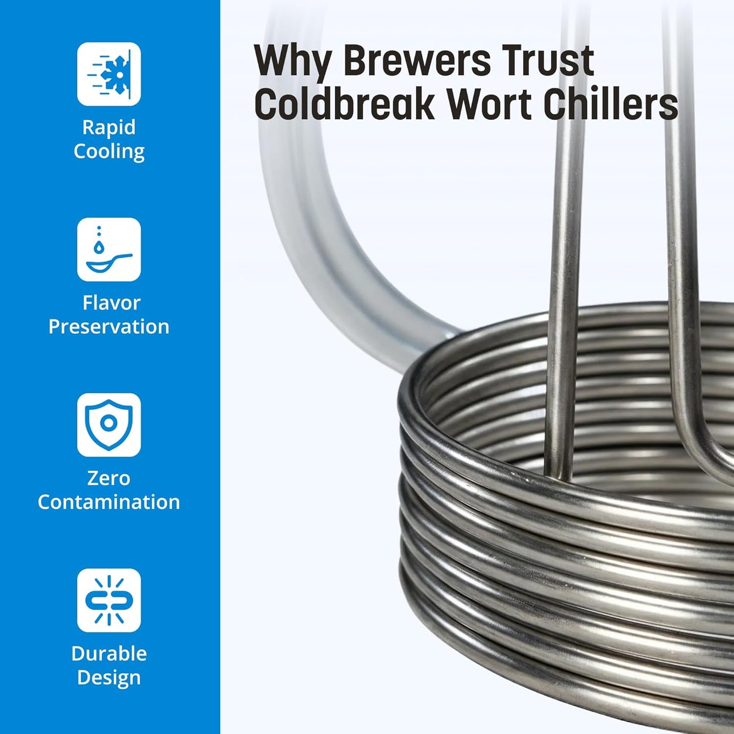 Coldbreak Wort Chiller – 25 Foot Food Grade Stainless Steel Tubing Coi