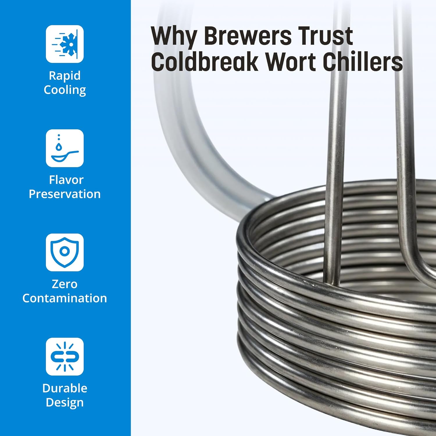 Coldbreak Wort Chiller – 25 Foot Food Grade Stainless Steel Tubing Coi