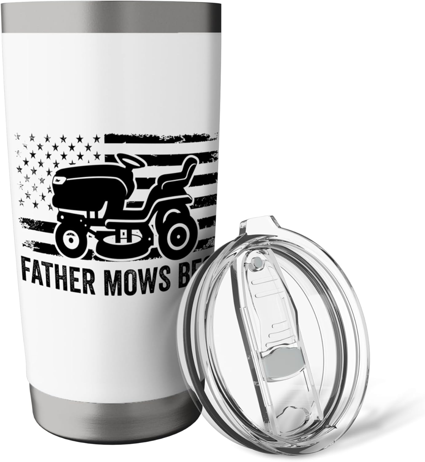 Father Mows Best Lawn Care Dad Mowing Patriotic Father's Day Stainless Steel Insulated Tumbler