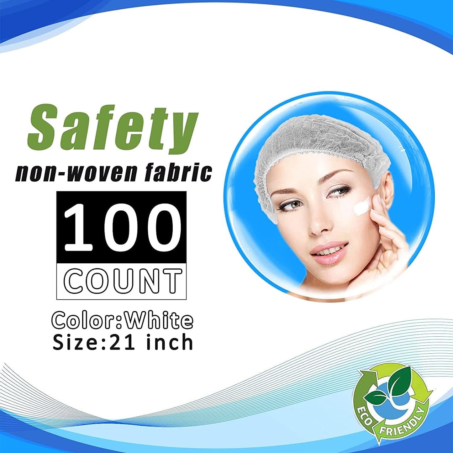 Disposable Bouffant Caps, 21inches Hair Net, Elastic Dust Cap for Food Service, Sleeping Head Cover