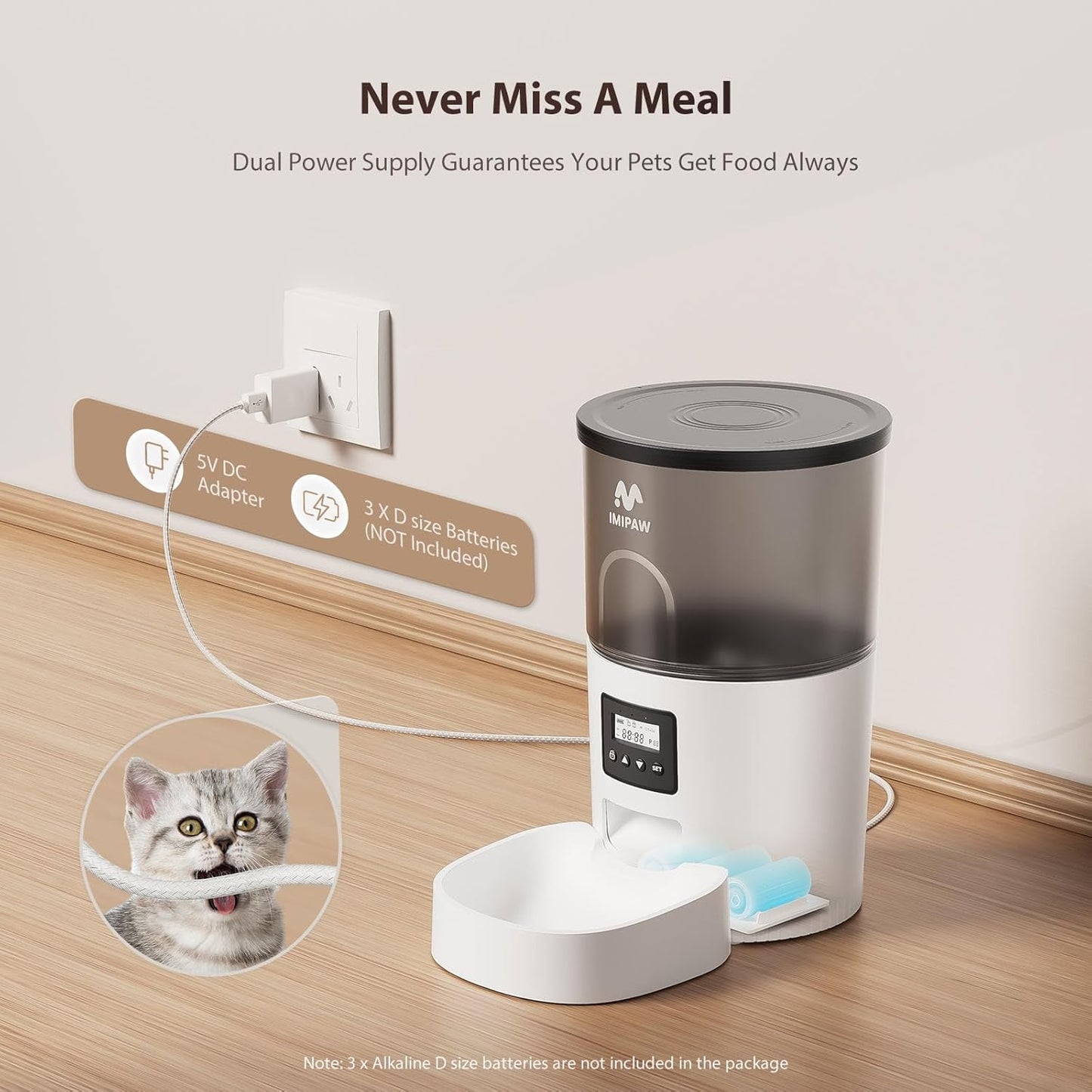 IMIPAW Automatic Cat Feeders, 3L Timed Cat Dry Food Dispenser with Des