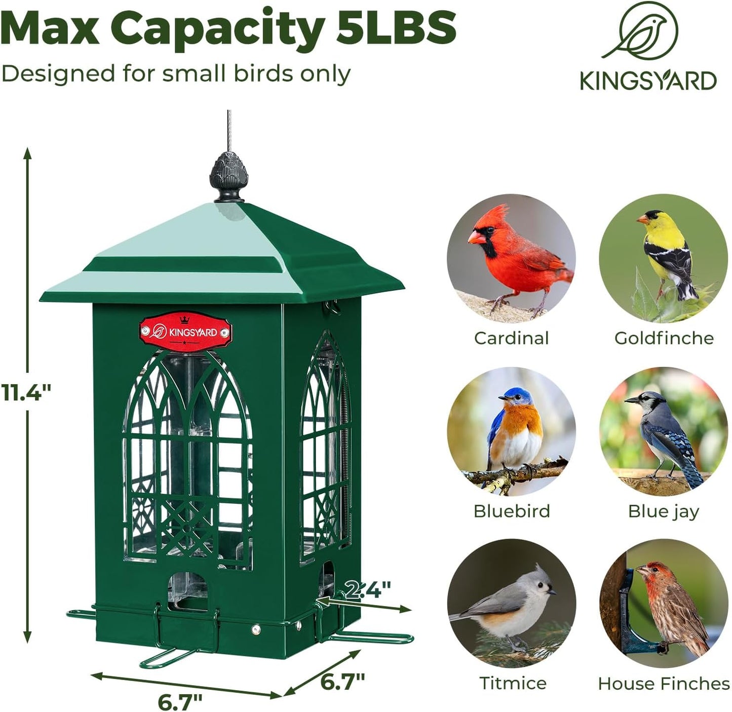 Kingsyard Squirrel Proof Bird Feeders for Outdoors with Weight-Activat