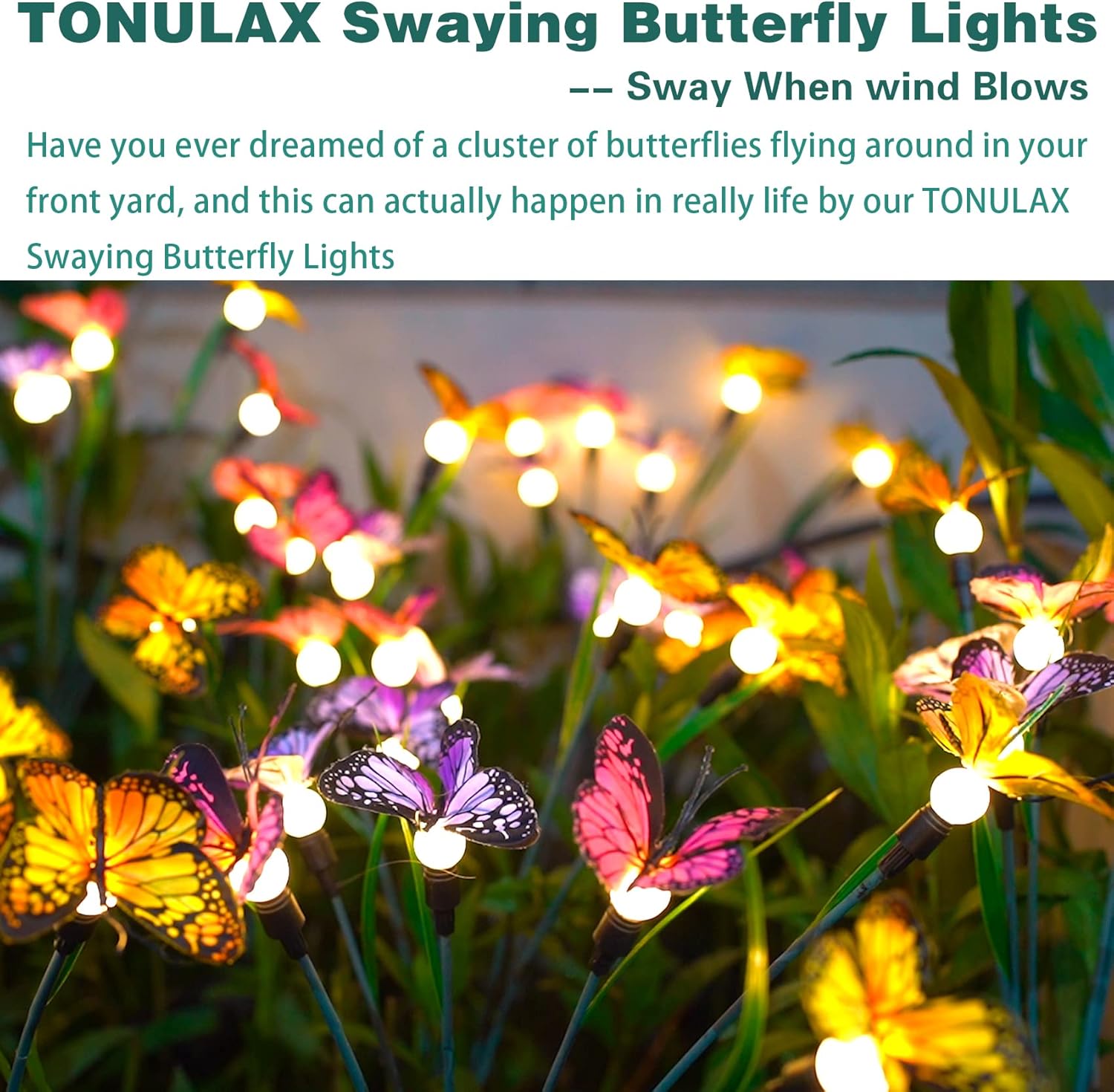 TONULAX Solar Garden Lights - Swaying Butterfly Light, Swaying in The 